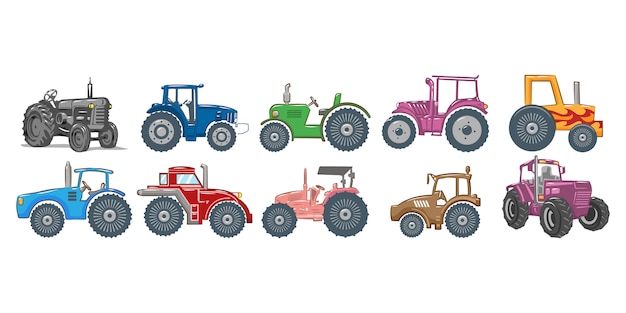 Tractor set collection graphic clipart design