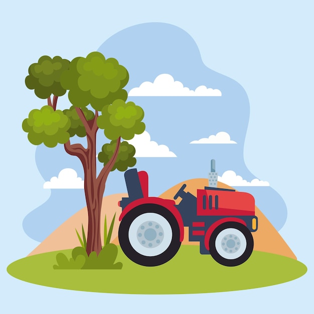 Tractor and tree