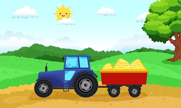 Tractor with a cart vector illustration