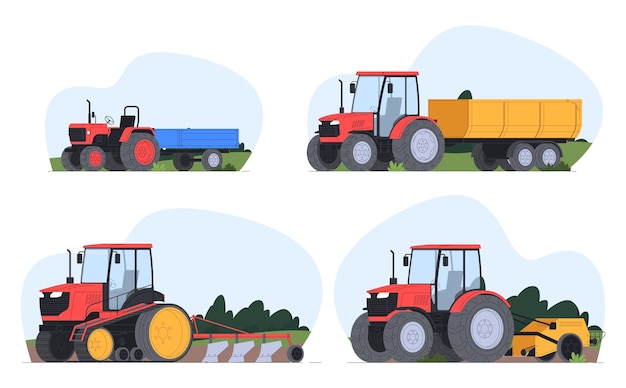 Vector tractors and their trailers tillage devices agricultural transport