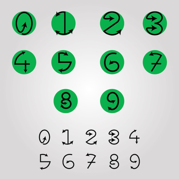 Trade digit Number icons, Text Vector