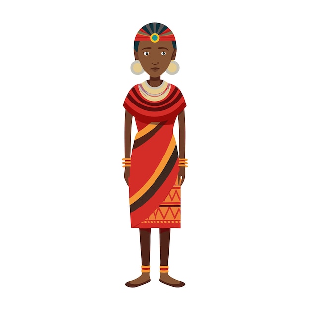 Vector traditional african woman in colorful ethnic dress