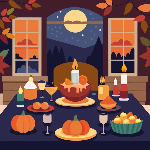 Vector traditional american thanksgiving dinner vector