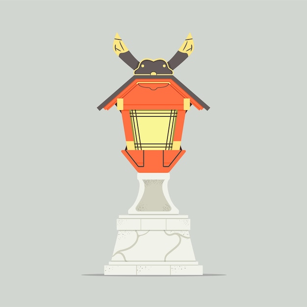 Traditional ancient Buddhist toro lantern isolated on a gray background