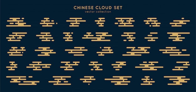 Traditional asian cloud set