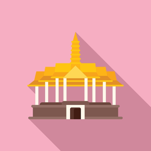 Traditional asian temple building with golden roof and pillars