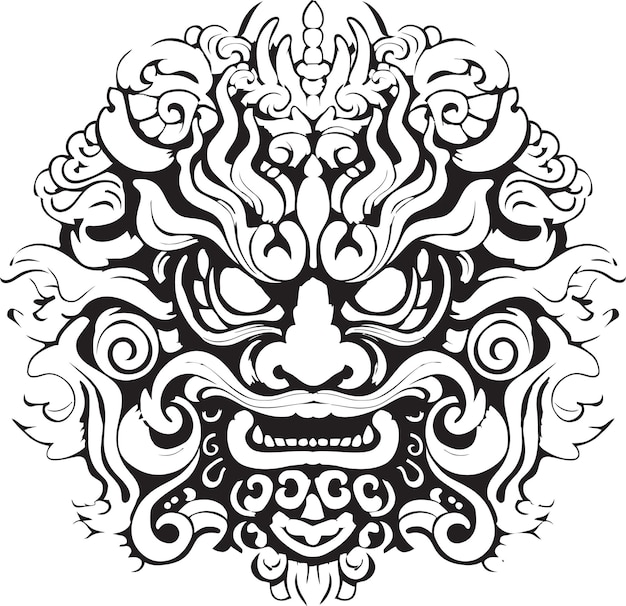 Traditional Balinese Borong Iconic Artwork Emblem Balinese Borong Elegance Graphic Logo Design