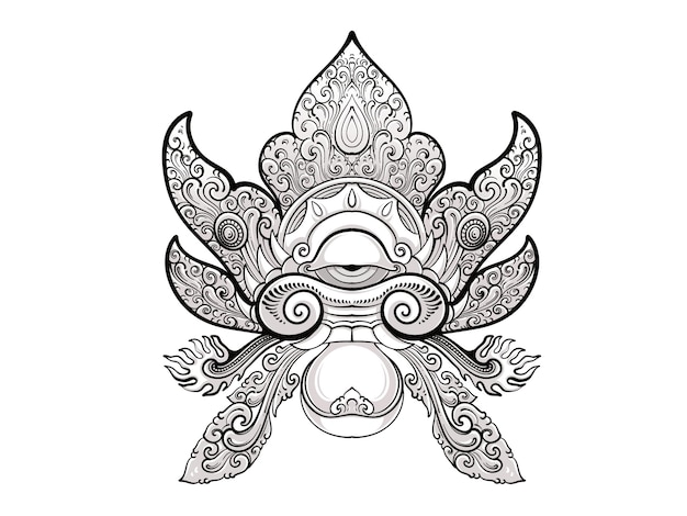 Vector traditional balinese mask and ornament balinese art and culture