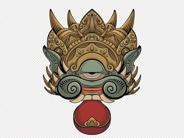 Vector traditional balinese mask and ornament balinese art and culture