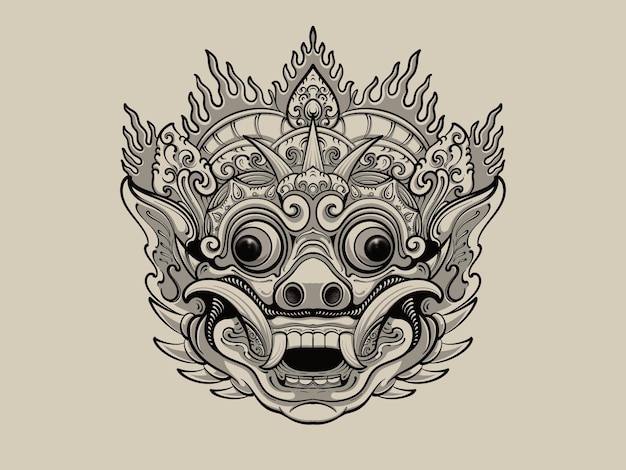 Vector traditional balinese mask and ornament balinese art and culture