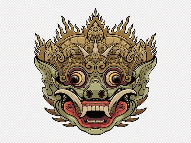 Vector traditional balinese mask and ornament balinese art and culture