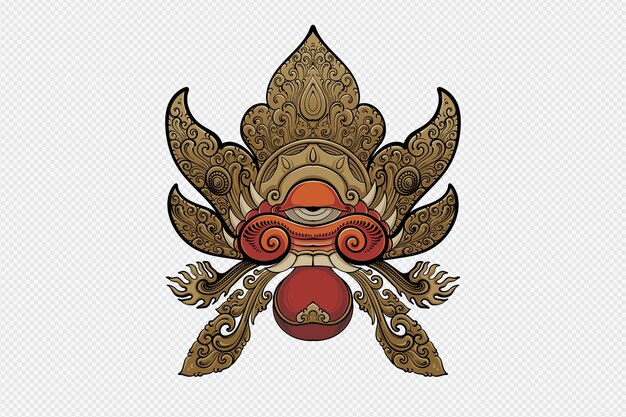 Vector traditional balinese mask and ornament balinese art and culture