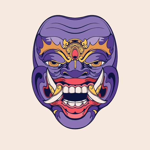 Traditional Balinese mask vector art 11