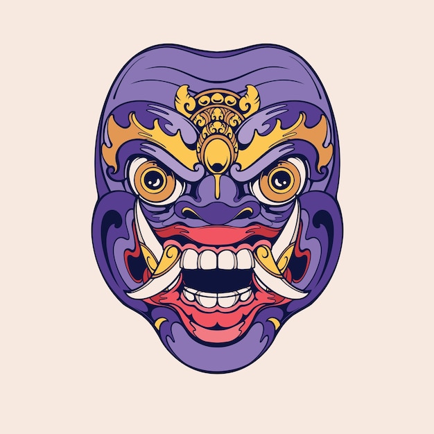 Traditional Balinese mask vector art 14