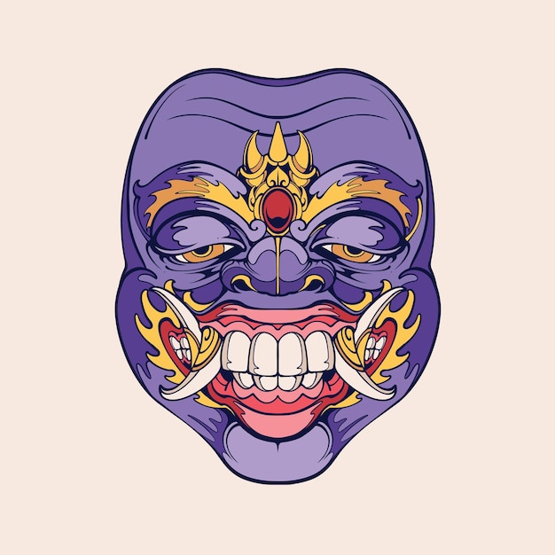 Traditional Balinese mask vector art 17