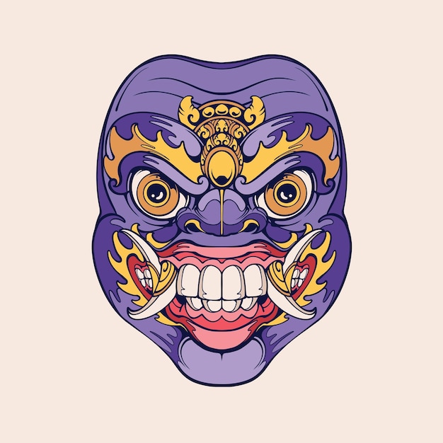 Traditional Balinese mask vector art 20