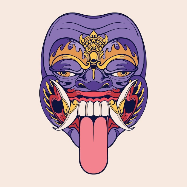 Traditional Balinese mask vector art 26