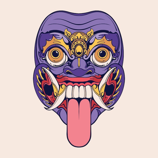 Traditional Balinese mask vector art 27