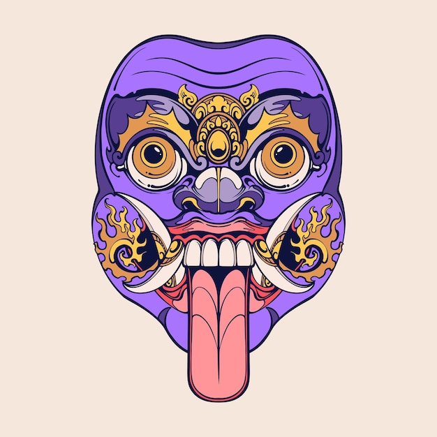 Traditional Balinese mask vector art