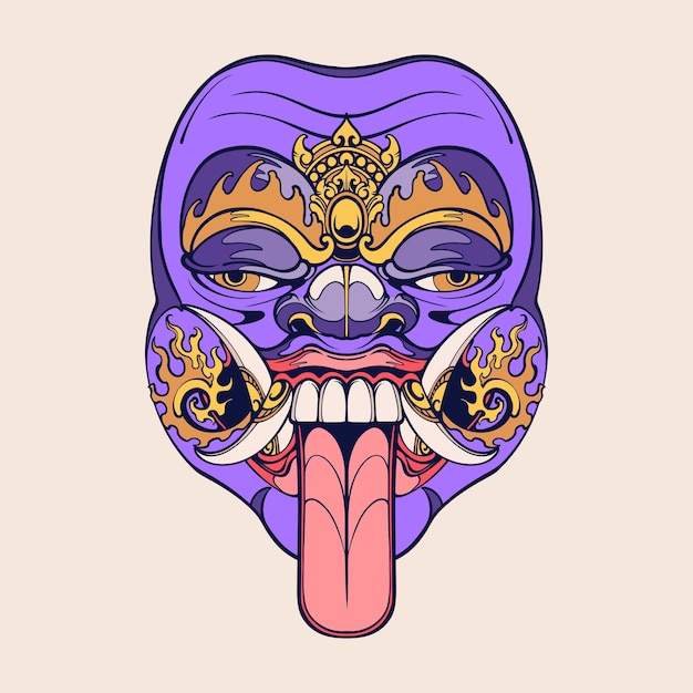 Traditional Balinese mask vector art