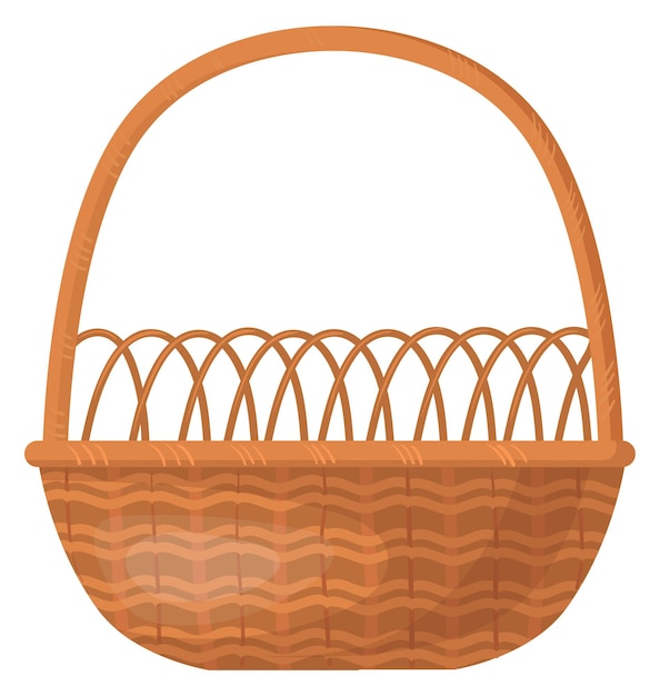 Traditional basket icon Cartoon retro homemade wicker