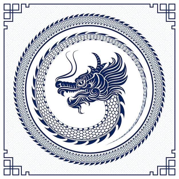 Traditional blue Chinese Dragon