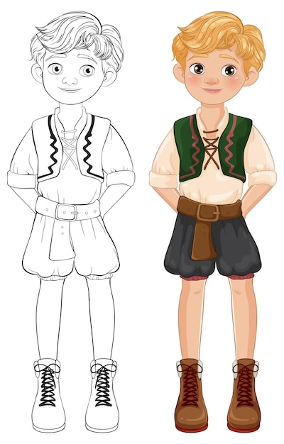 Vector traditional boy character illustration