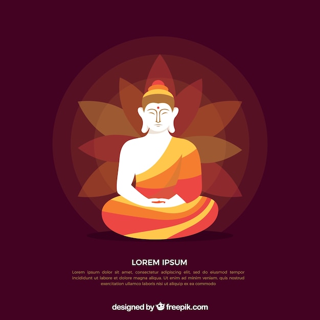 Traditional budha with flat design