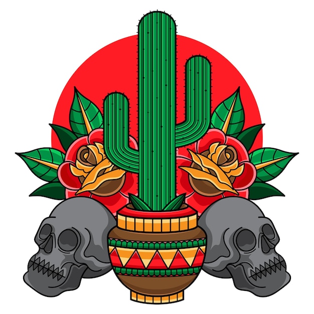 Traditional cactus tattoo