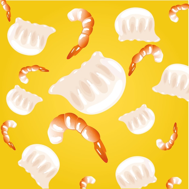 Traditional cantonese food dim sum with shrimp vector