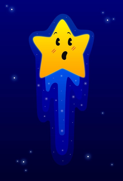 Traditional cartoon illustration of a shooting star