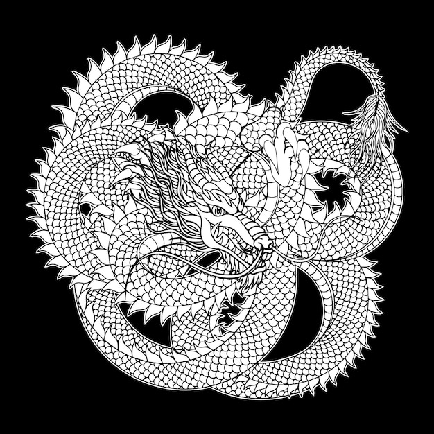 Traditional chinese Dragon for tattoo design