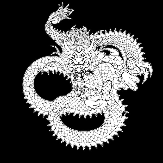 Traditional chinese Dragon for tattoo design