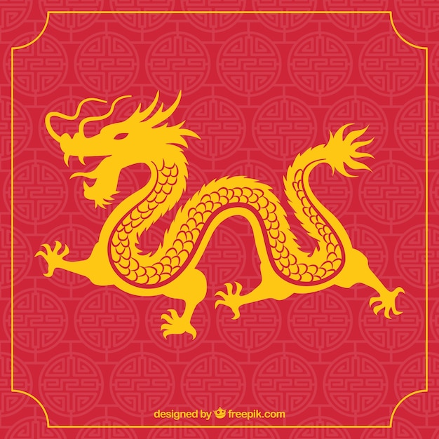 Traditional chinese dragon with silhouette design