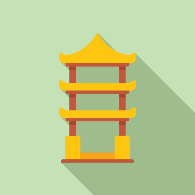 Vector traditional chinese gate with yellow pagoda roof and red pillars