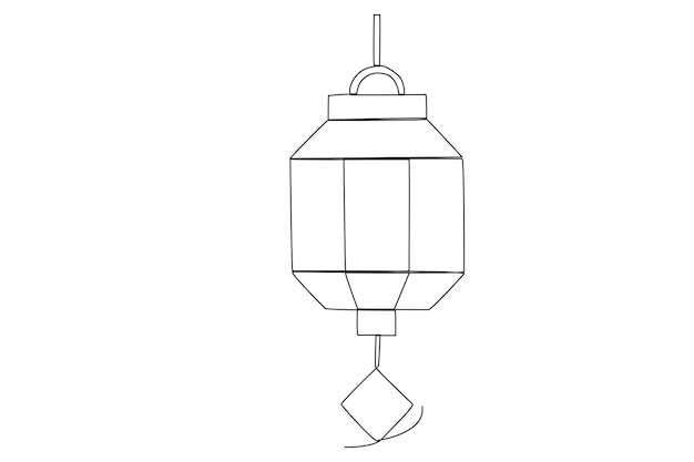 Traditional Chinese round lantern made from paper designed one line art