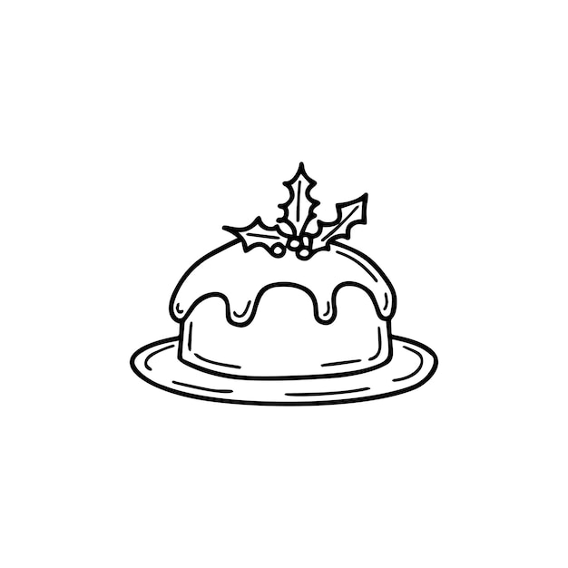 Traditional Christmas food pudding illustration in doodle style