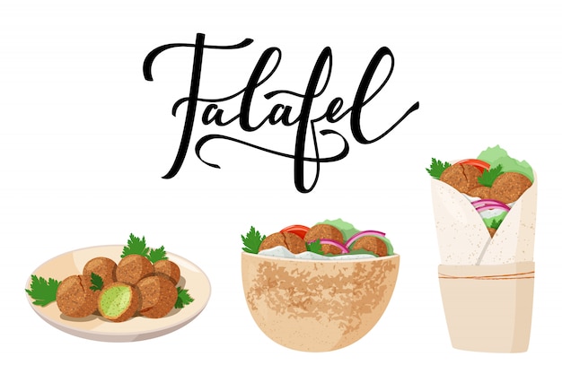 Vector traditional dish of jewish cuisine falafel.