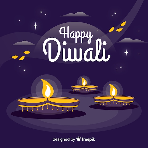 Traditional diwali background with flat design