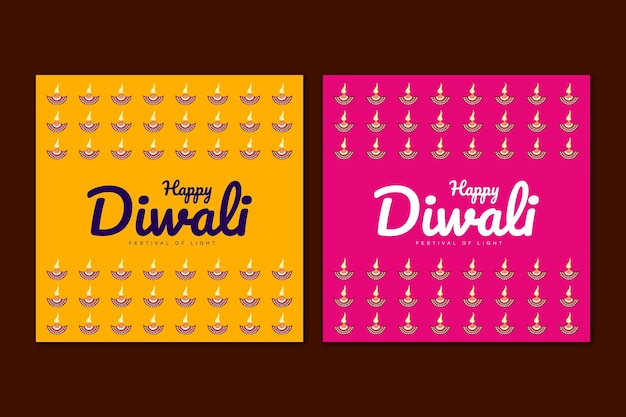 Vector traditional diwali box pattern banner with diya or lamp elements post or banner