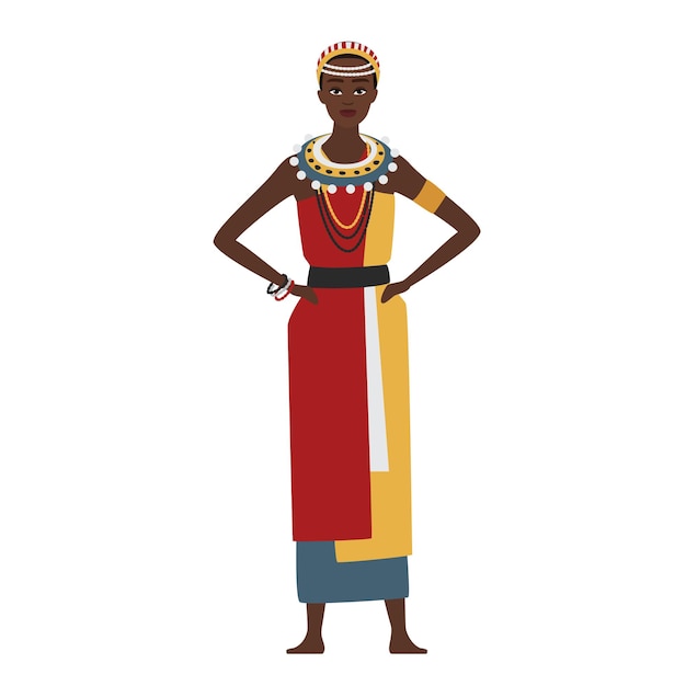 Vector traditional dressed african woman