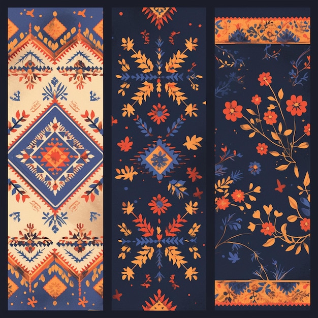 Vector traditional embroidery patterns of peshawar pakistan