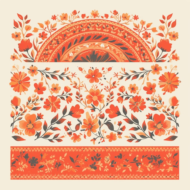 Vector traditional embroidery patterns of ranchi india