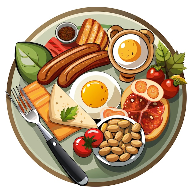 A traditional English breakfast art vector