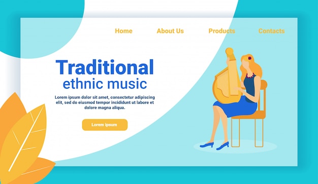 Traditional Ethnic Music Web Design, Girl Playing.