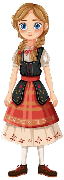 Vector traditional folk costume girl