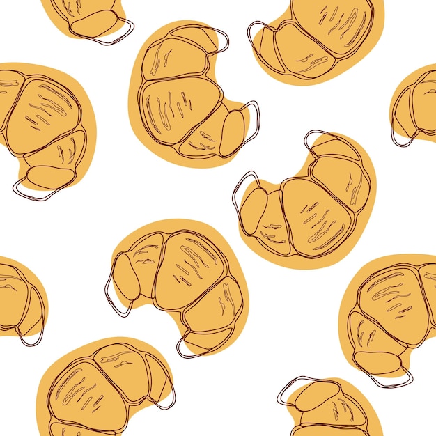 Traditional French croissant seamless pattern