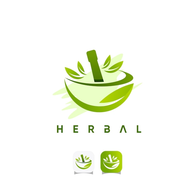 Traditional green herbal logo design vector idea