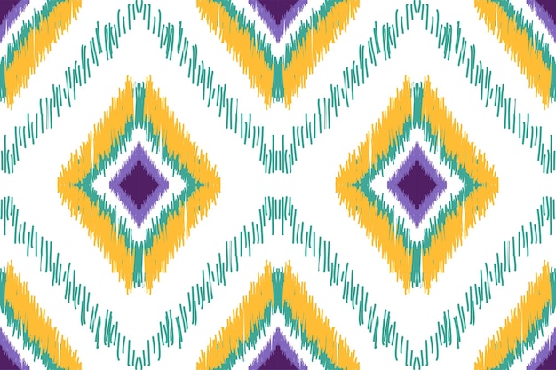 Traditional ikat and ethnic seamless pattern with geometric tribal background