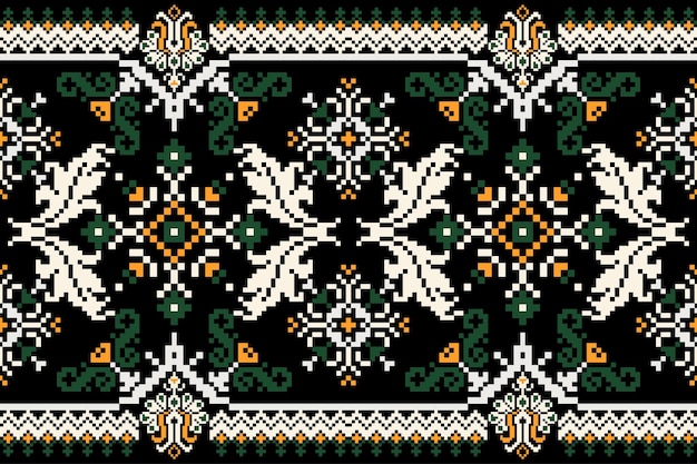 Traditional ikat and ethnic seamless pattern with geometric tribal background